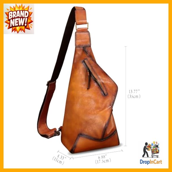 Vintage Genuine Leather Sling Backpack Daypack Crossbody Adjustable Strap main image 7